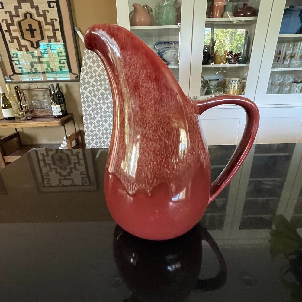 Mid Century Vernon Kilns California Mahogany Brown 64 Oz Ice Lip Pitcher